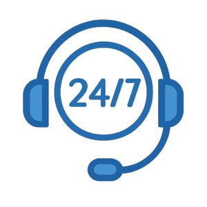 24/7 customer support icon.